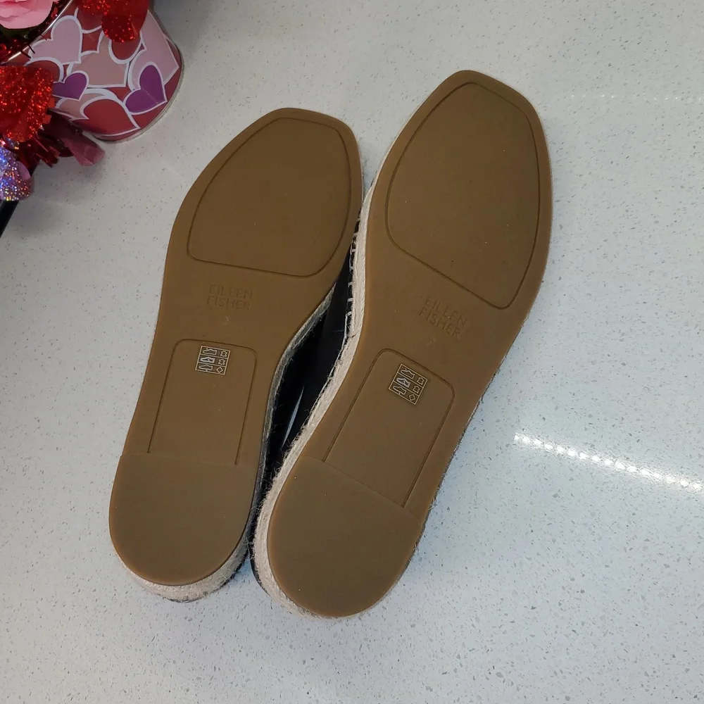 EILEEN FISHER Black Espadrille Flats (sz 9)